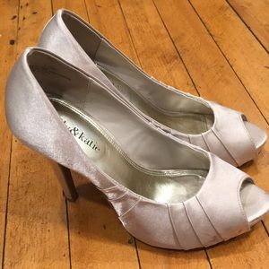 Champagne, satin heels